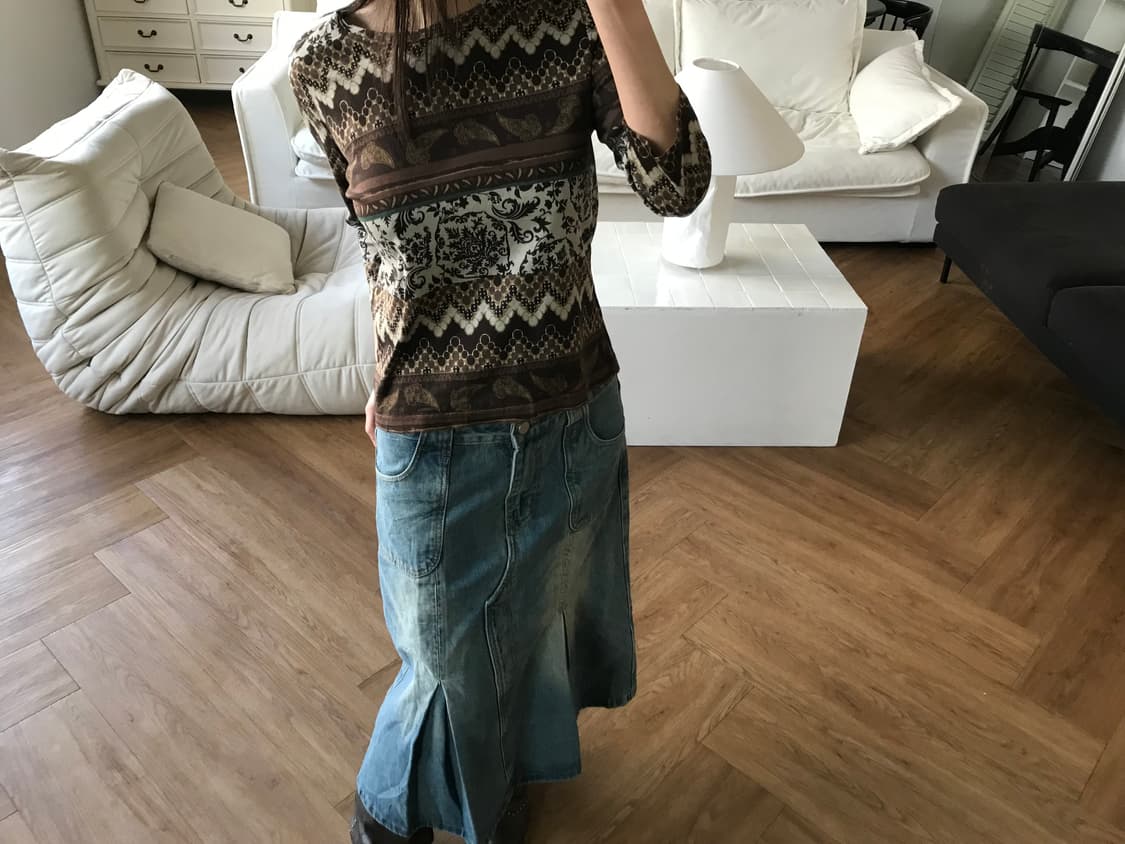 vintage denim skirt 상품이미지3