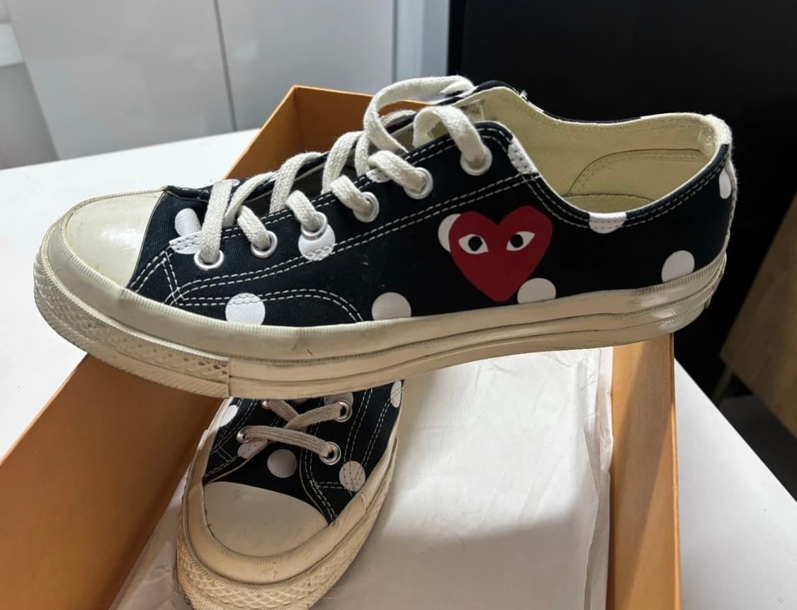 [정품] 컨버스 X 꼼데가르송 플레이 척 70 로우 도트 블랙 265 상품이미지1