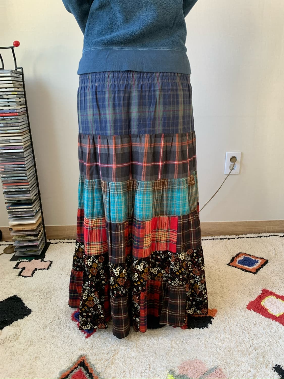 winter patchwork maxi skirt 상품이미지5