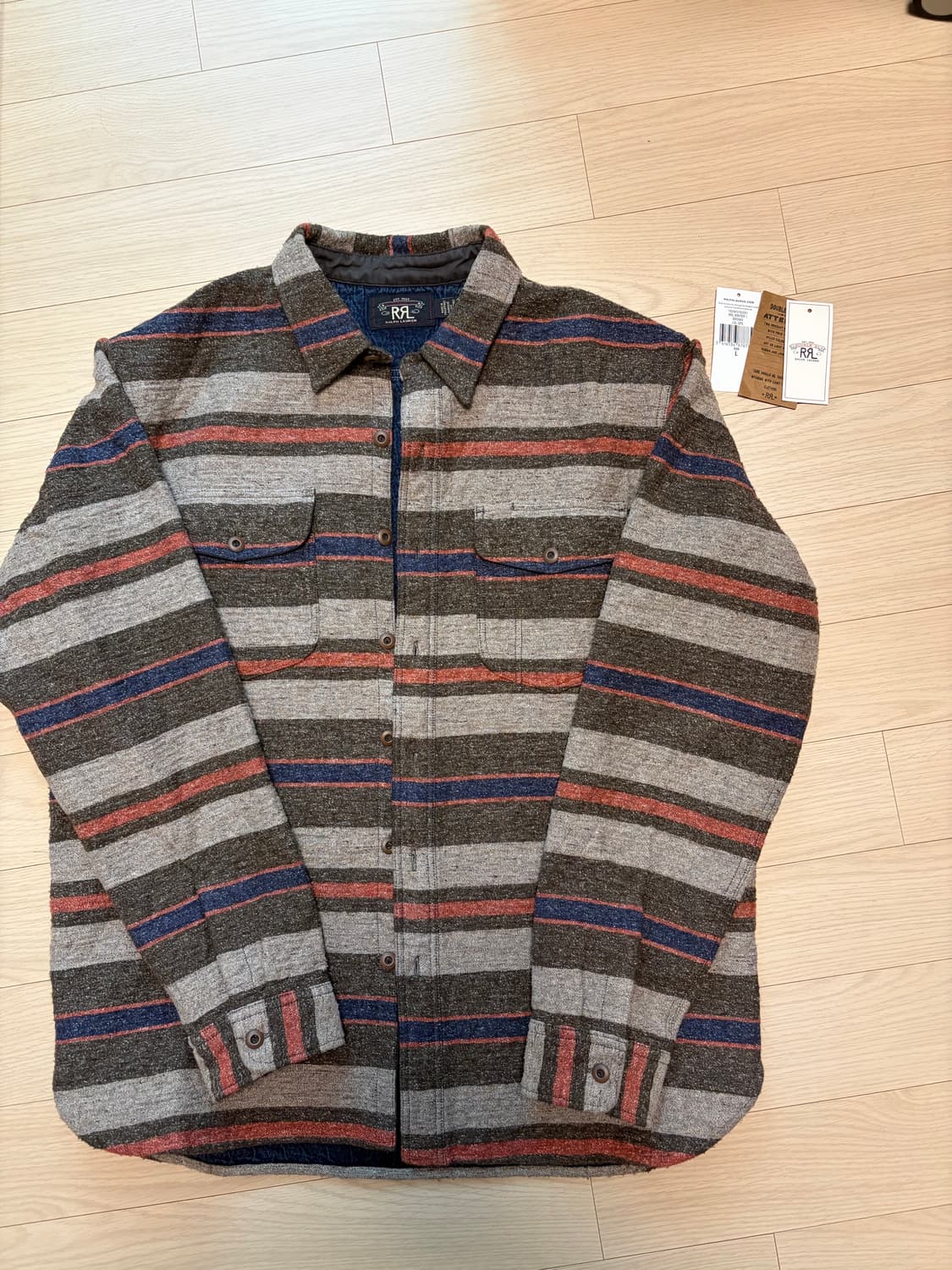 [L] rrl 스트라이프 더블 클로스 워크셔츠 상품이미지1