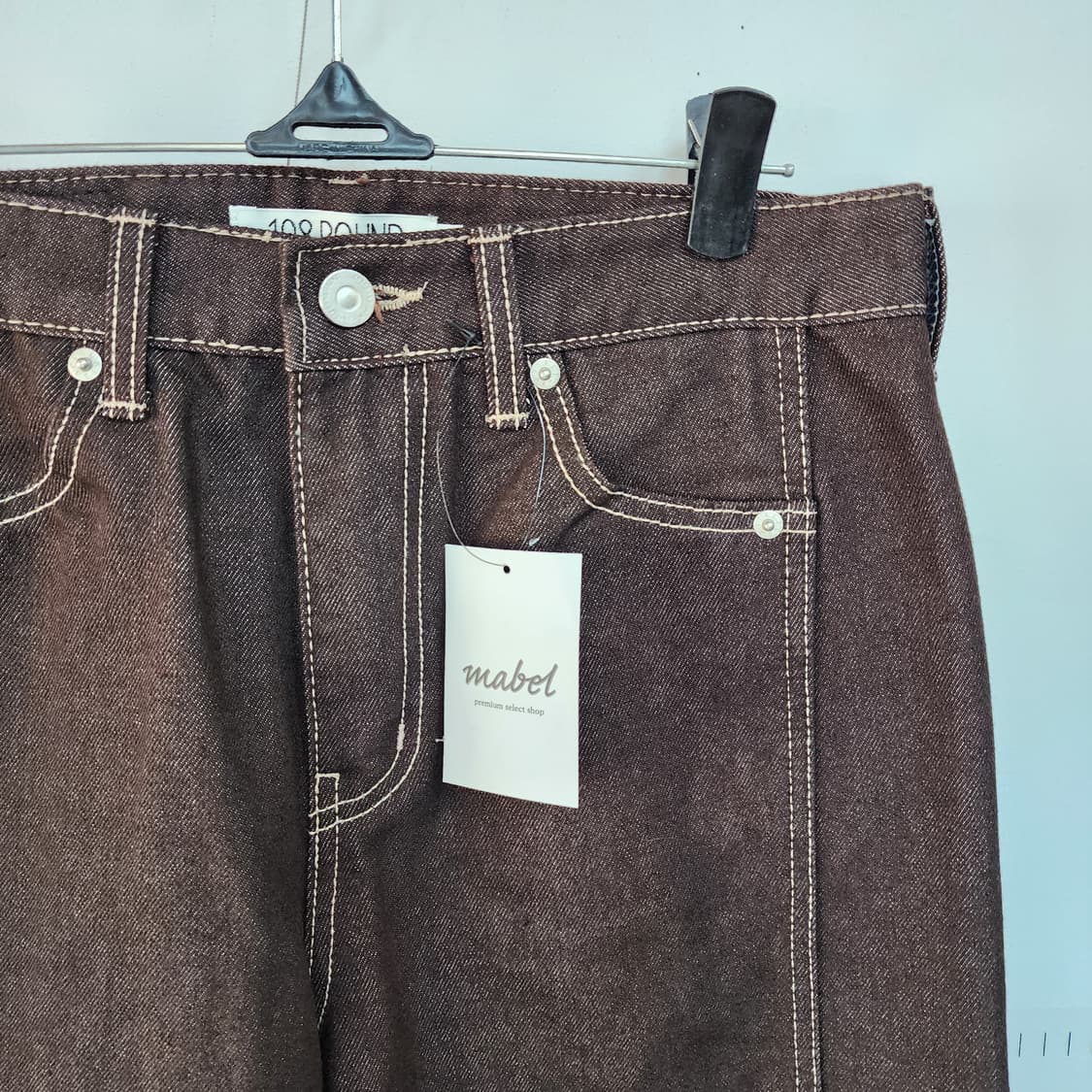 108 POUND 브라운 와이드 데님 팬츠 상품이미지2