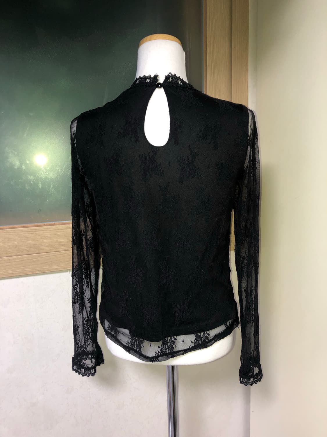 빈티지 레이스 시스루 자수 펀칭 긴팔 티셔츠 블라우스 상품이미지8