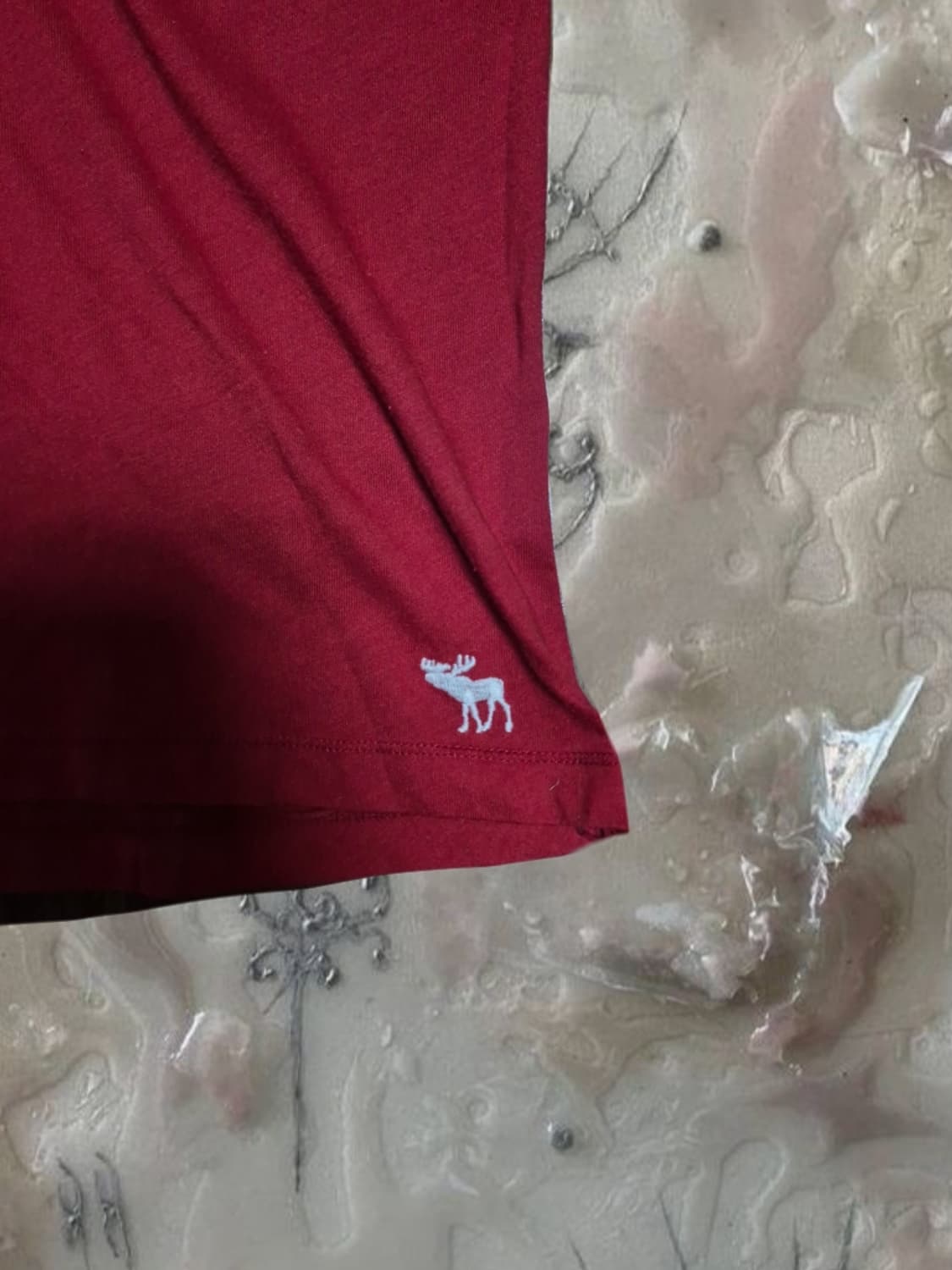 y2k 빈티지 아베크롬비 긴팔 티셔츠 버건디 딱붙핏 M 브이넥 롱슬리브 상품이미지4