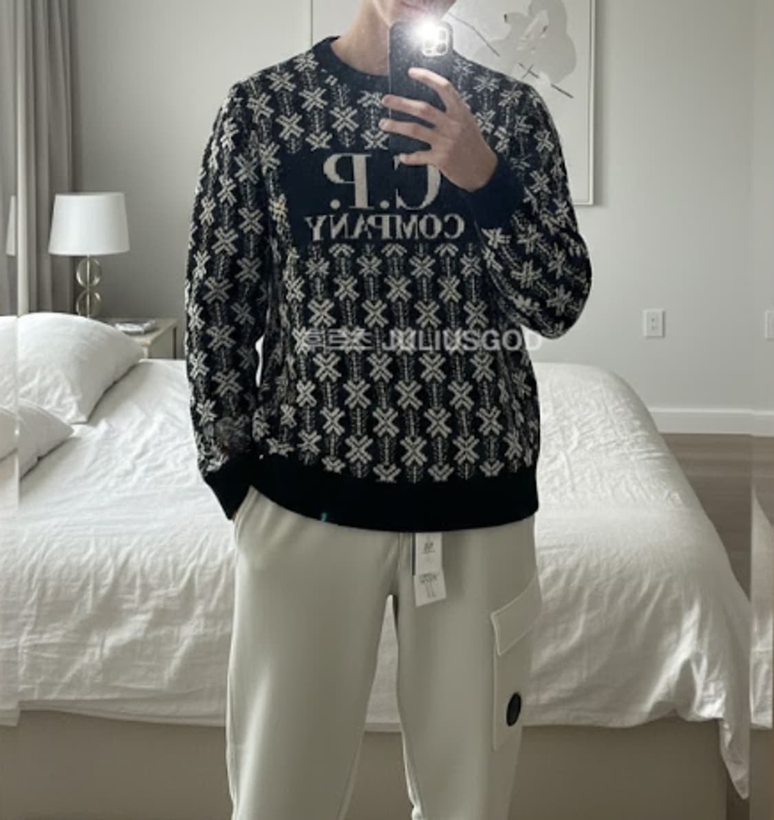 [L/새제품] CP COMPANY 씨피컴퍼니 웜 새틴 그레이 렌즈 팬츠 상품이미지5