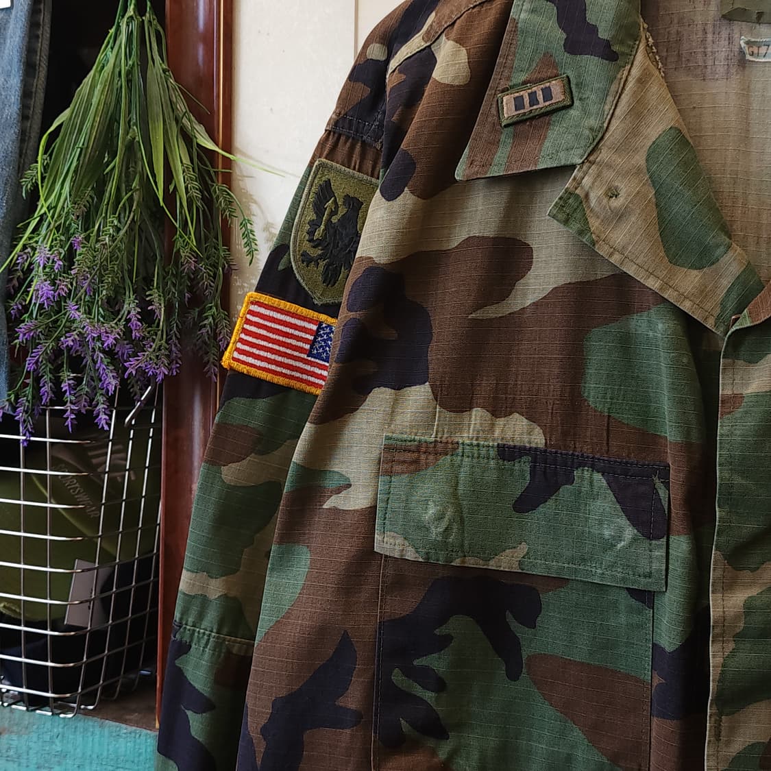 90s 미군 BDU 카모셔츠 우드랜드 라지 롱 자수 상품이미지7