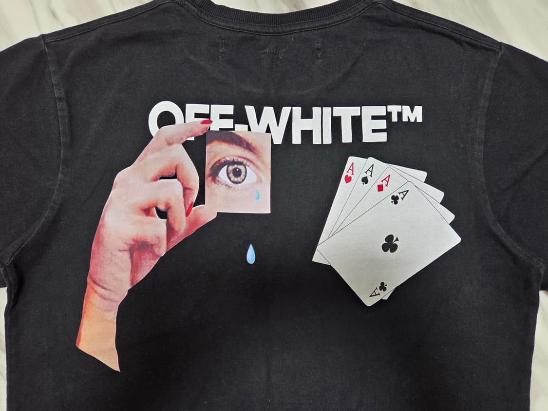 오프화이트 핸드카드 반팔 티셔츠 상품이미지3