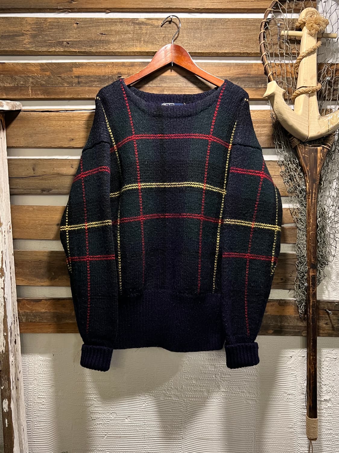 [L]폴로 랄프로렌 다크그린 타탄체크 울 스웨터 상품이미지1