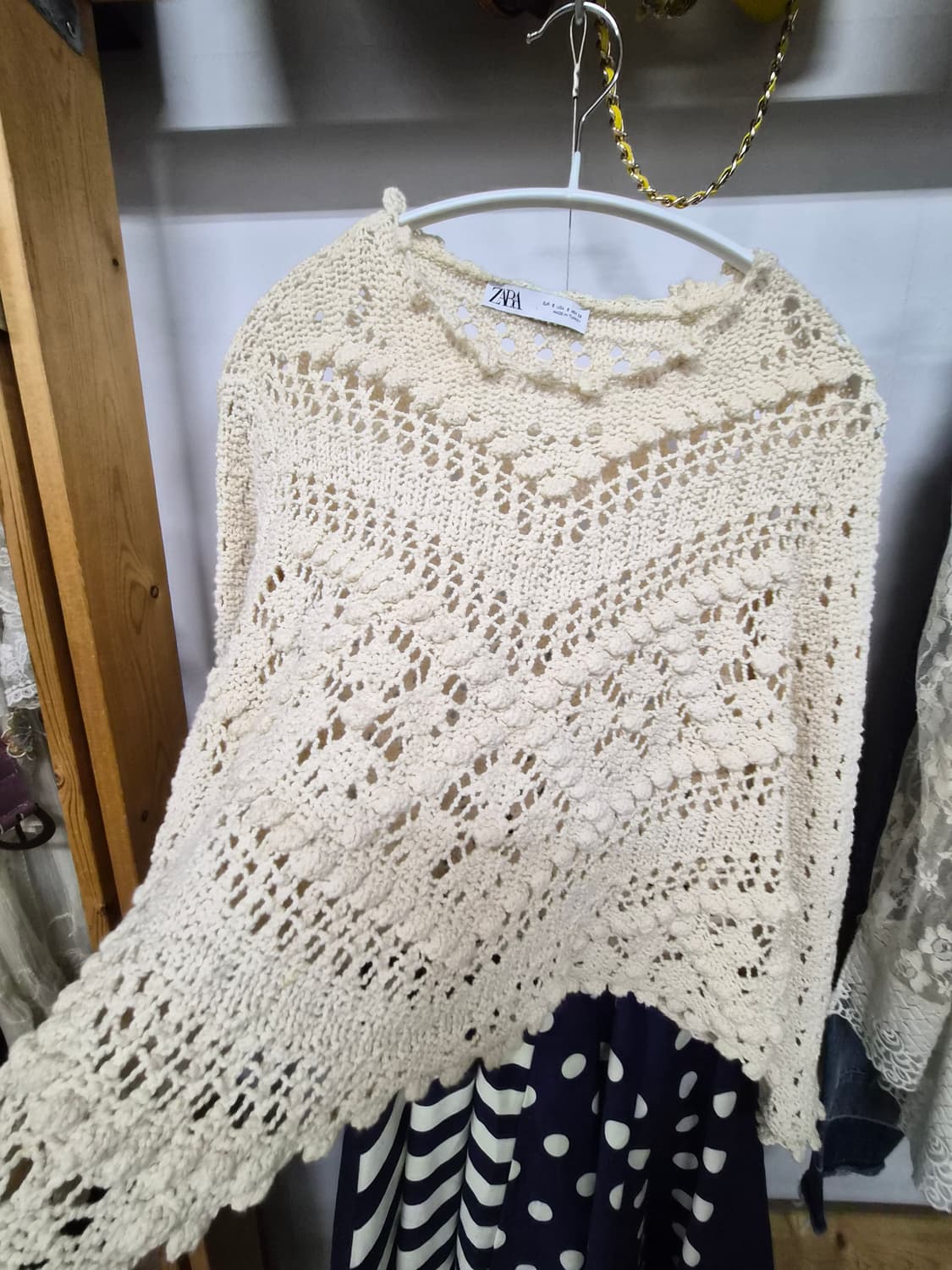 자라 크로쉐 니트. blank 도트 스트라이프 스커트 상품이미지4