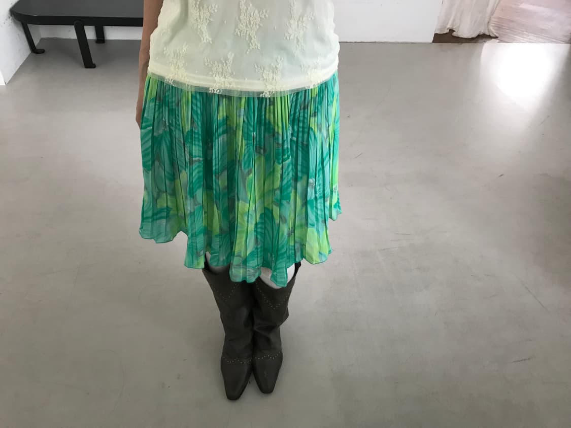 vintage green pattern skirt 상품이미지2
