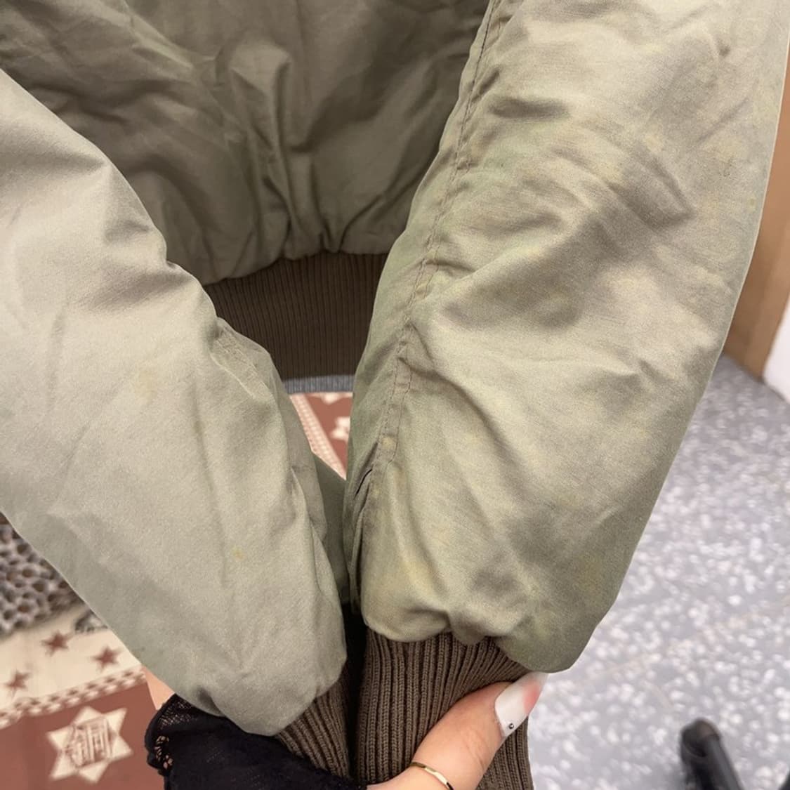 빈티지 Y2K 대장급 러블리힙 올리브카키 항공점퍼 자켓 90 C09340 상품이미지7