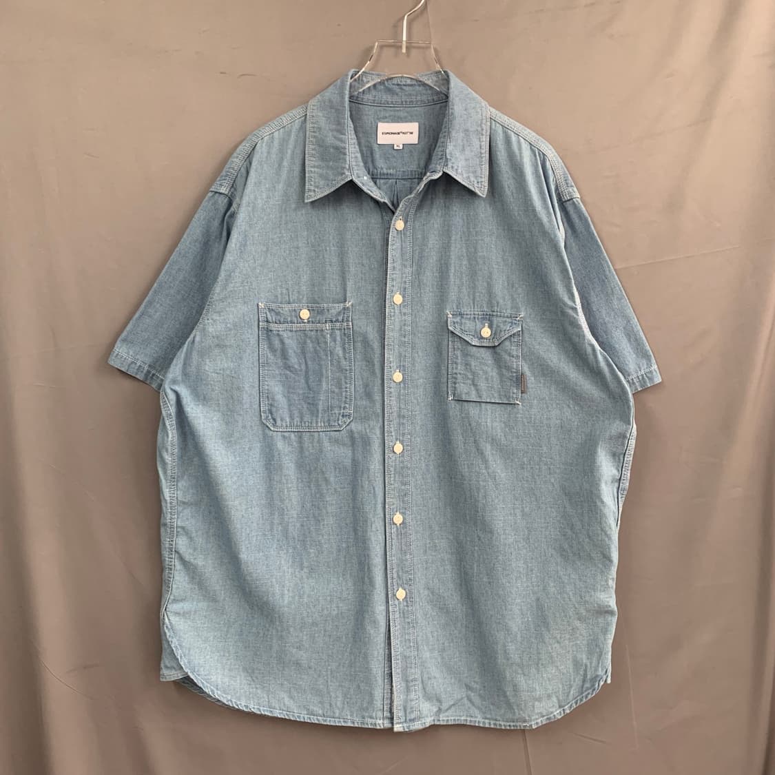 XL 에스피오나지 샴브레이 더블 포켓 워크 반팔 셔츠 상품이미지2