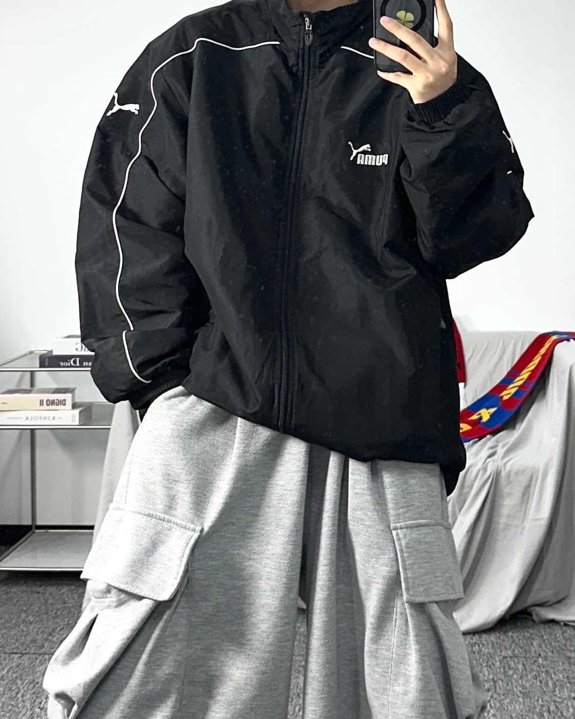 푸마 올드스쿨 블랙 파이핑 바람막이 2XL 상품이미지3