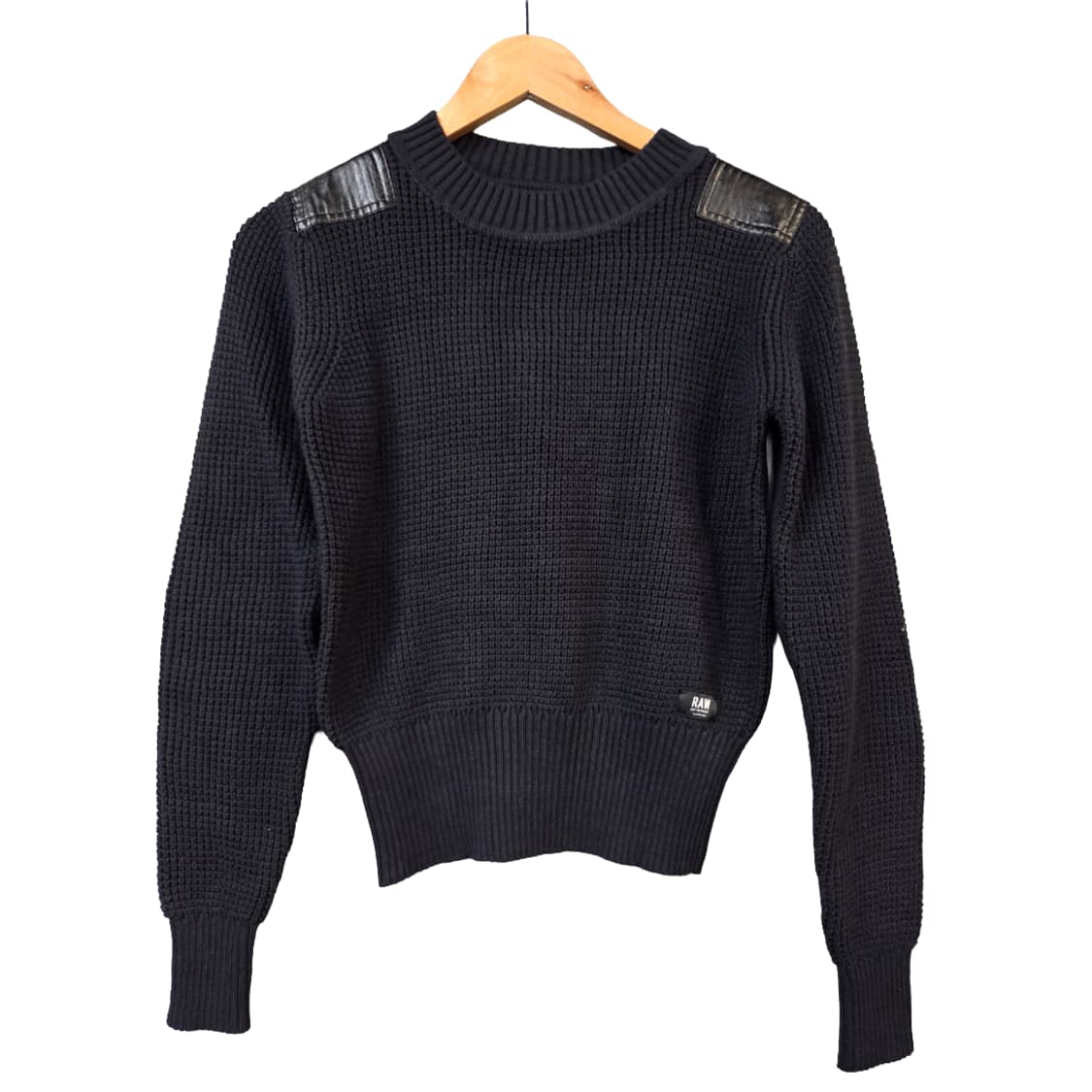 G스타 RAW 블랙 니트 탑 숄더패치(XS) 상품이미지1