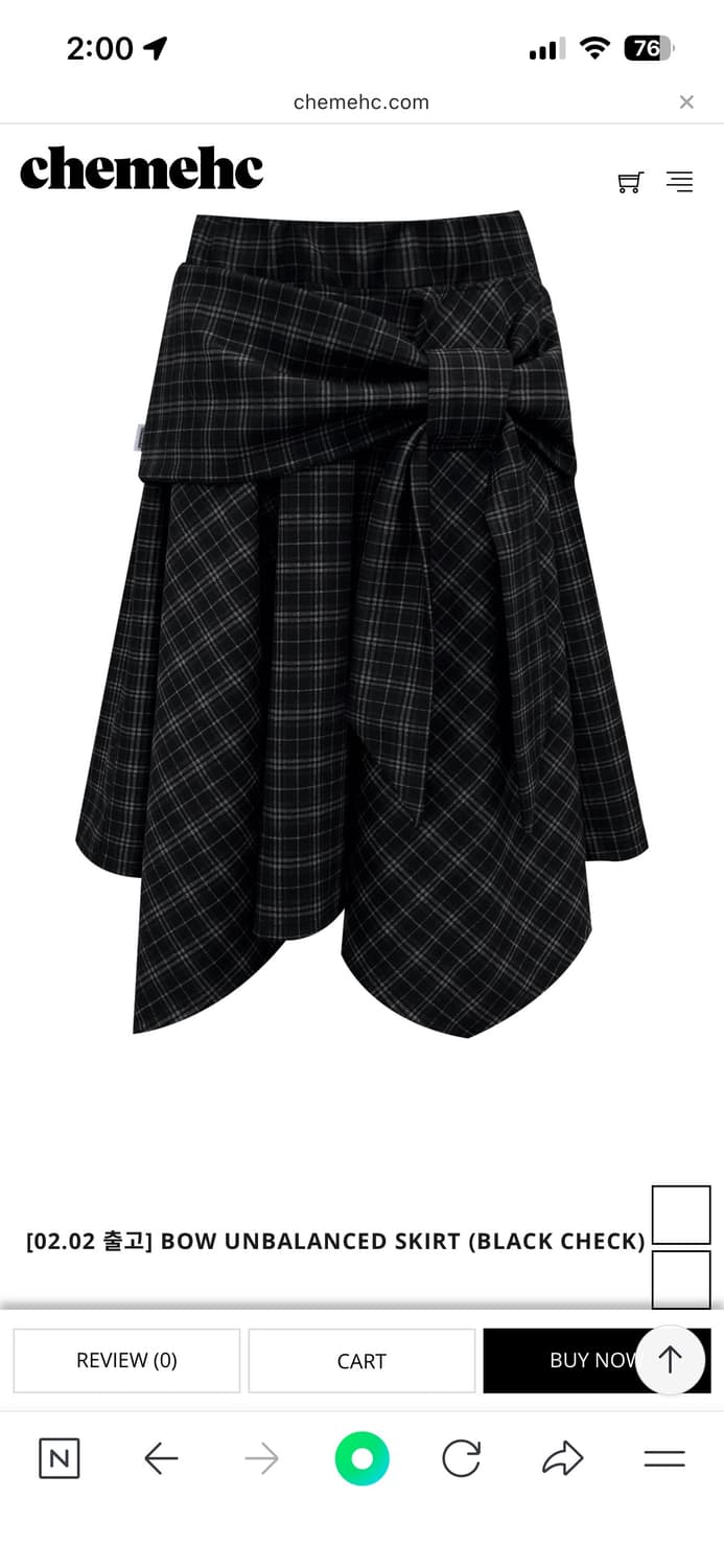체메씨 보우 언발란스 스커트 (블랙체크) 상품이미지1