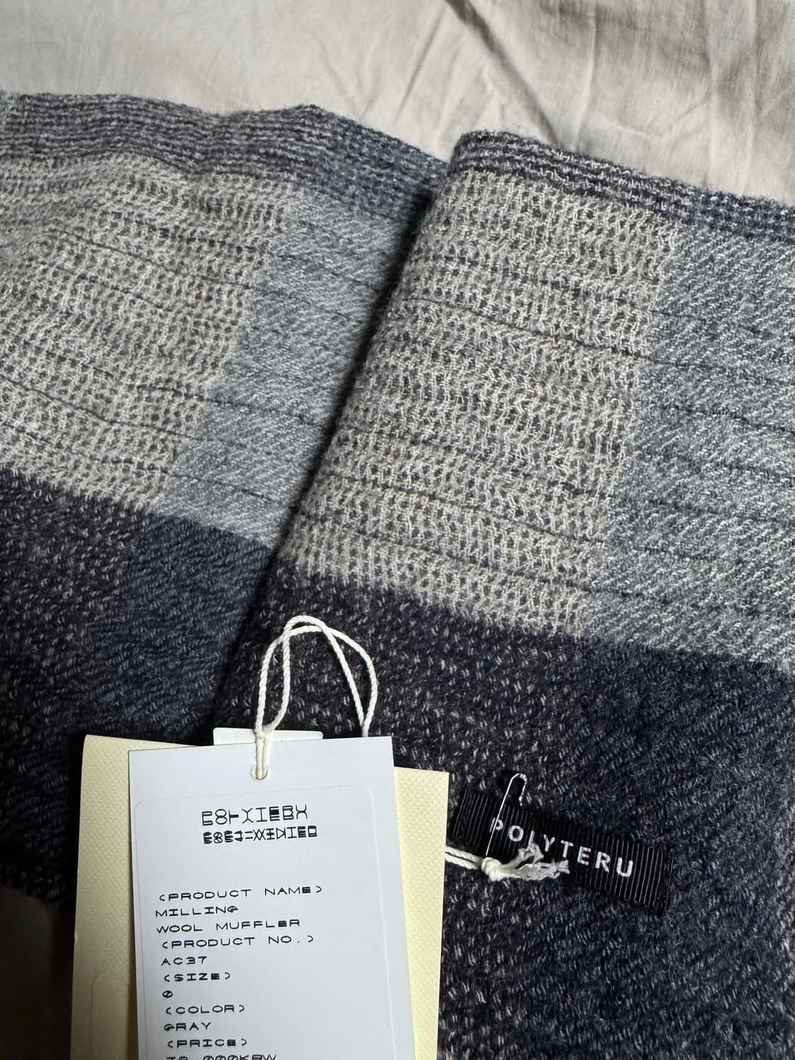 os) 폴리테루 밀링 울 머플러 그레이 체크 상품이미지1