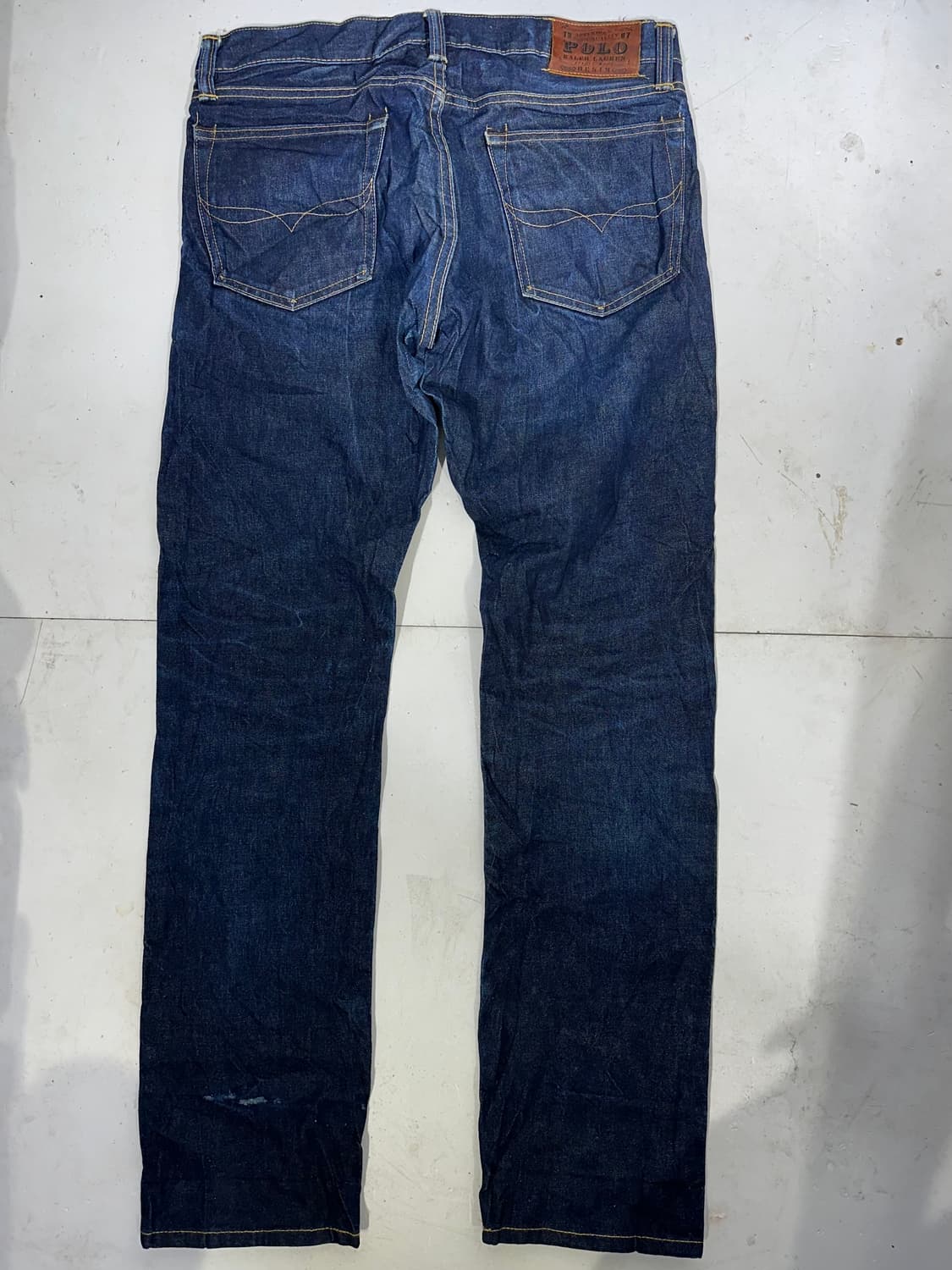 폴로 진청 가죽탭 스트레이트핏 데님 팬츠 청바지  상품이미지5