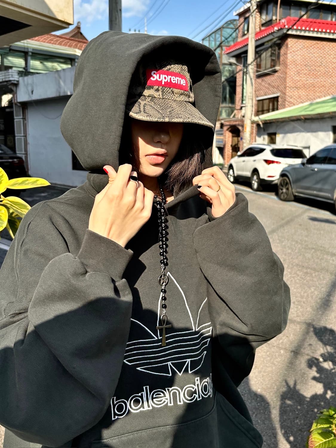 BALENCIAGA X ADIDAS 다크그린 오버사이즈 후디 상품이미지3