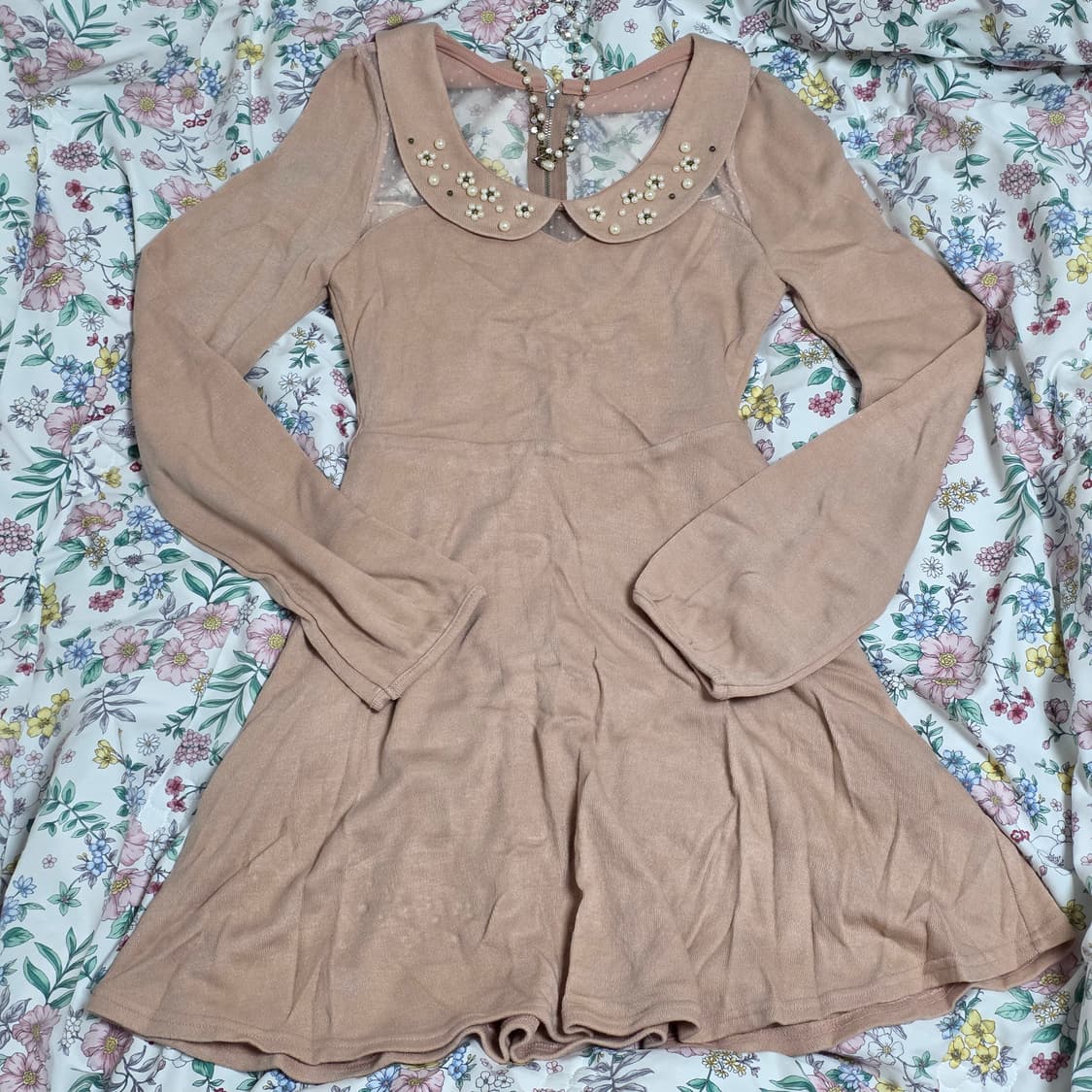 INGNI 일본빈티지)히메갸루st 핑크 로맨틱 비즈 카라 로맨틱 원피스 상품이미지3