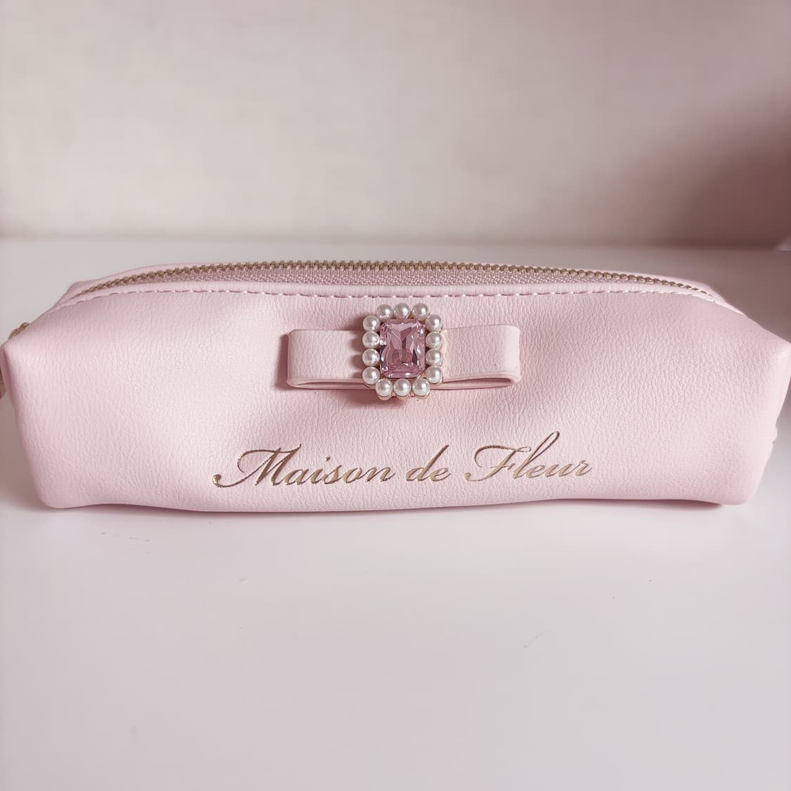메종드플뢰르 리본 필통 파우치 핑크 양산형 스나계 지뢰계 상품이미지1