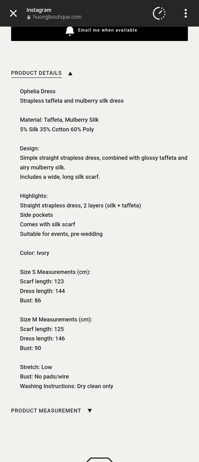 HUONG Ophelia Dress M 사이즈 상품이미지2