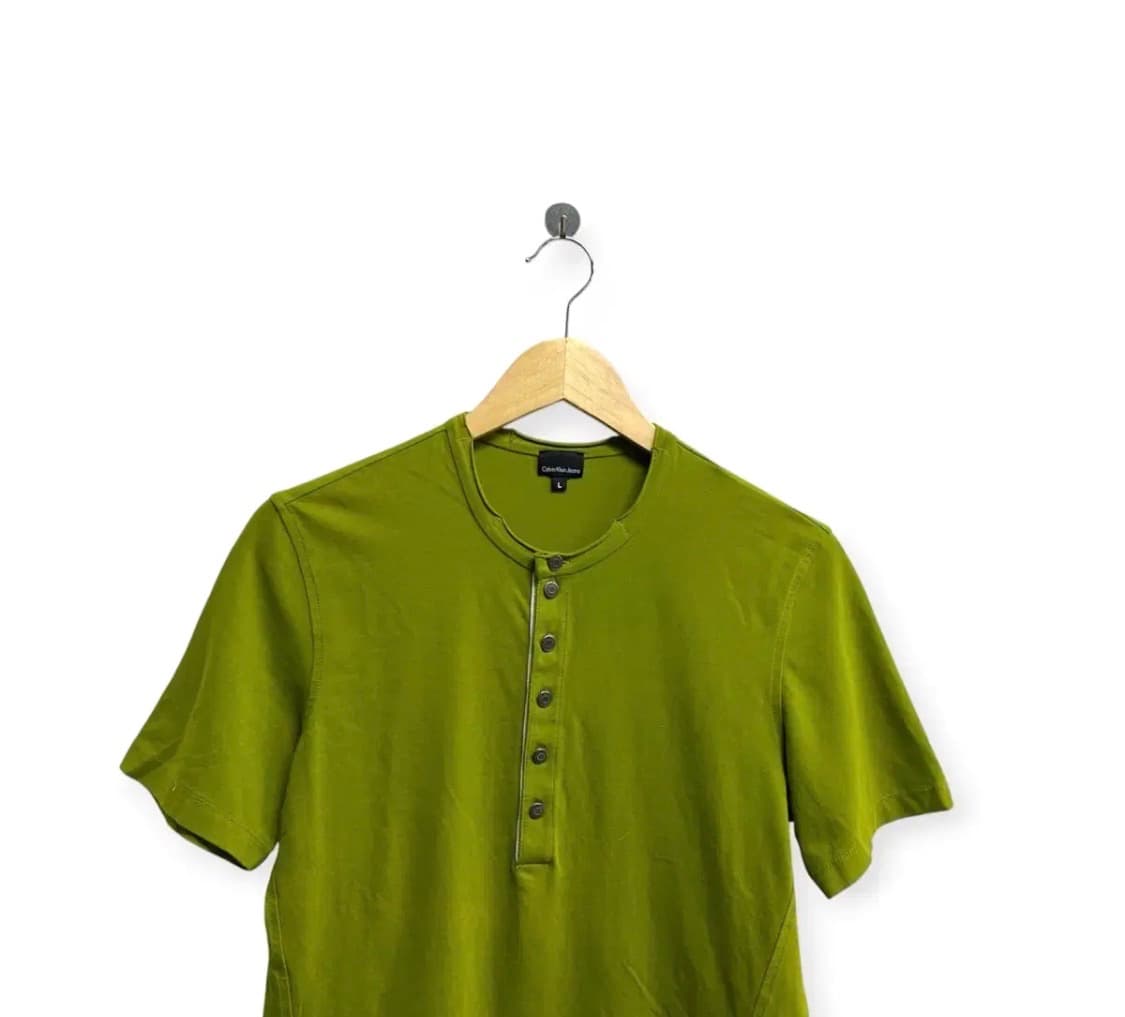 CK캘빈클라인 그린 헨리넥 슬리브 반팔 티셔츠 M-L 상품이미지2