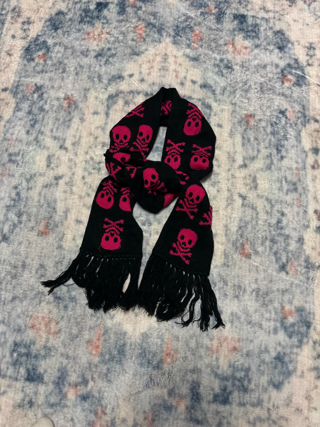 Japanese pink skull punk knit muffler  상품이미지1