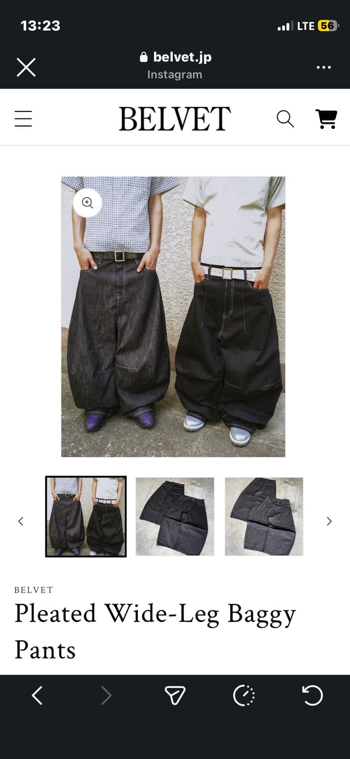 Pleated Wide-Leg Baggy Pants black 상품이미지1