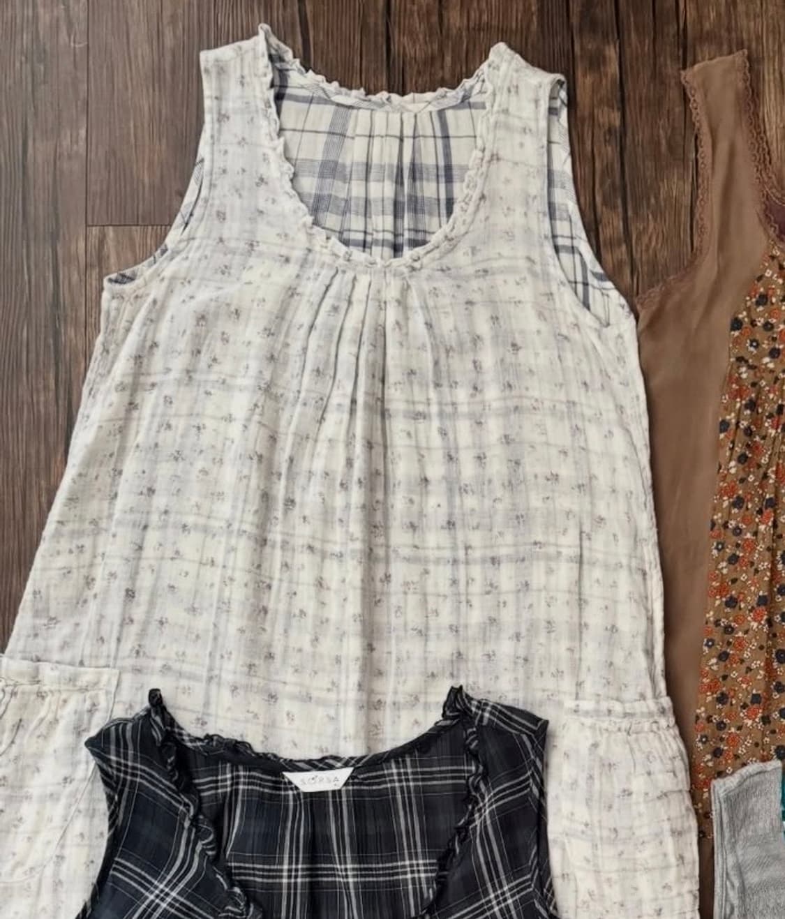 스즈코빈티지 잔꽃체크 리버시블 원피스 모리걸마루빈티지카메빈티지모리노가토 상품이미지1