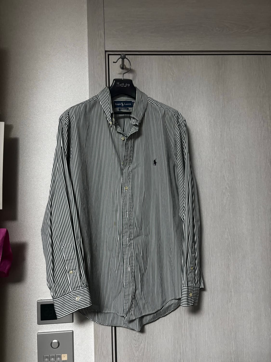 폴로랄프롤렌 클래식 핏 스트라이프 그린 셔츠 L 상품이미지2