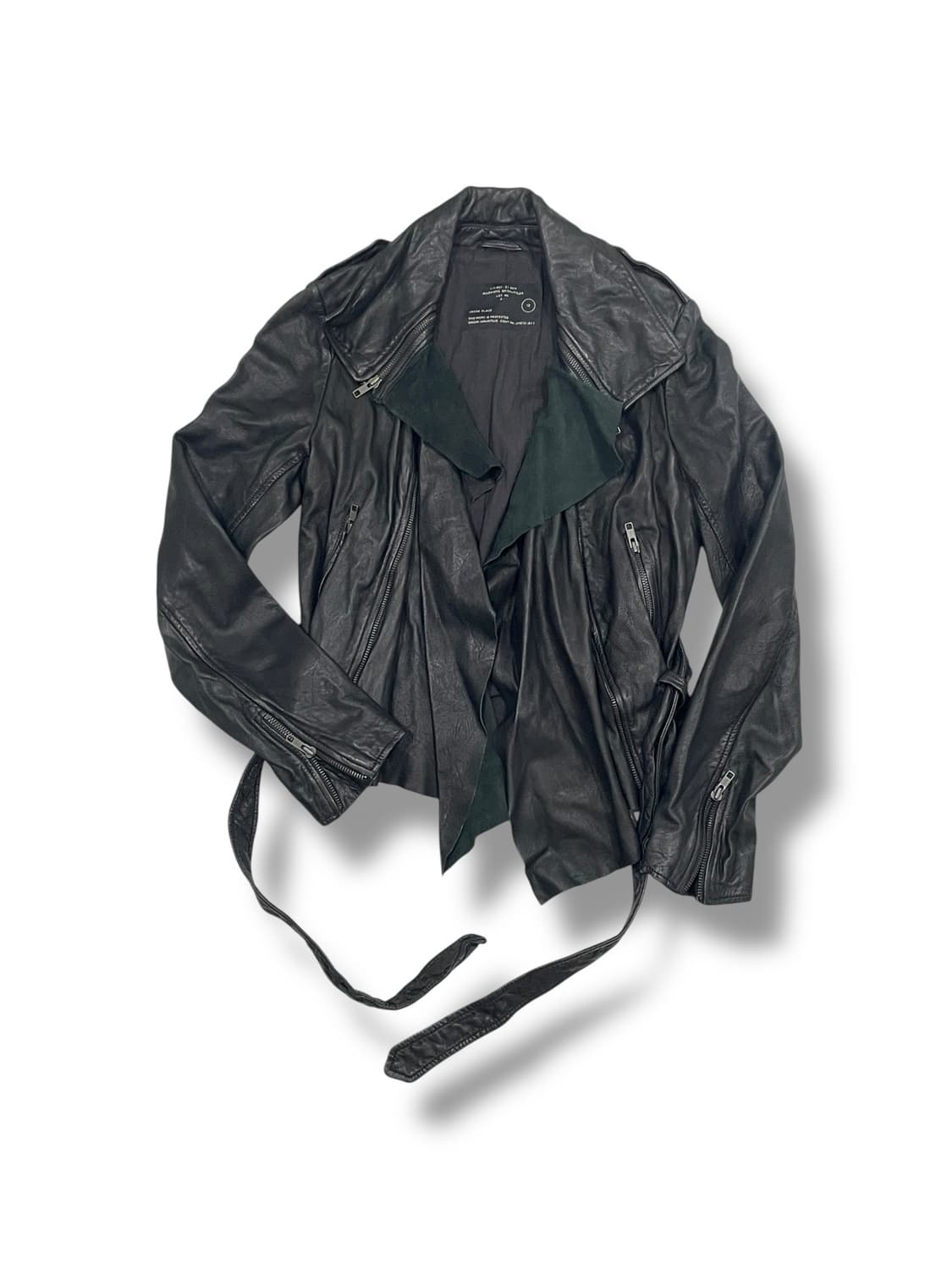 AllSaints 올세인츠 사선 드레이프 레더 자켓 상품이미지1