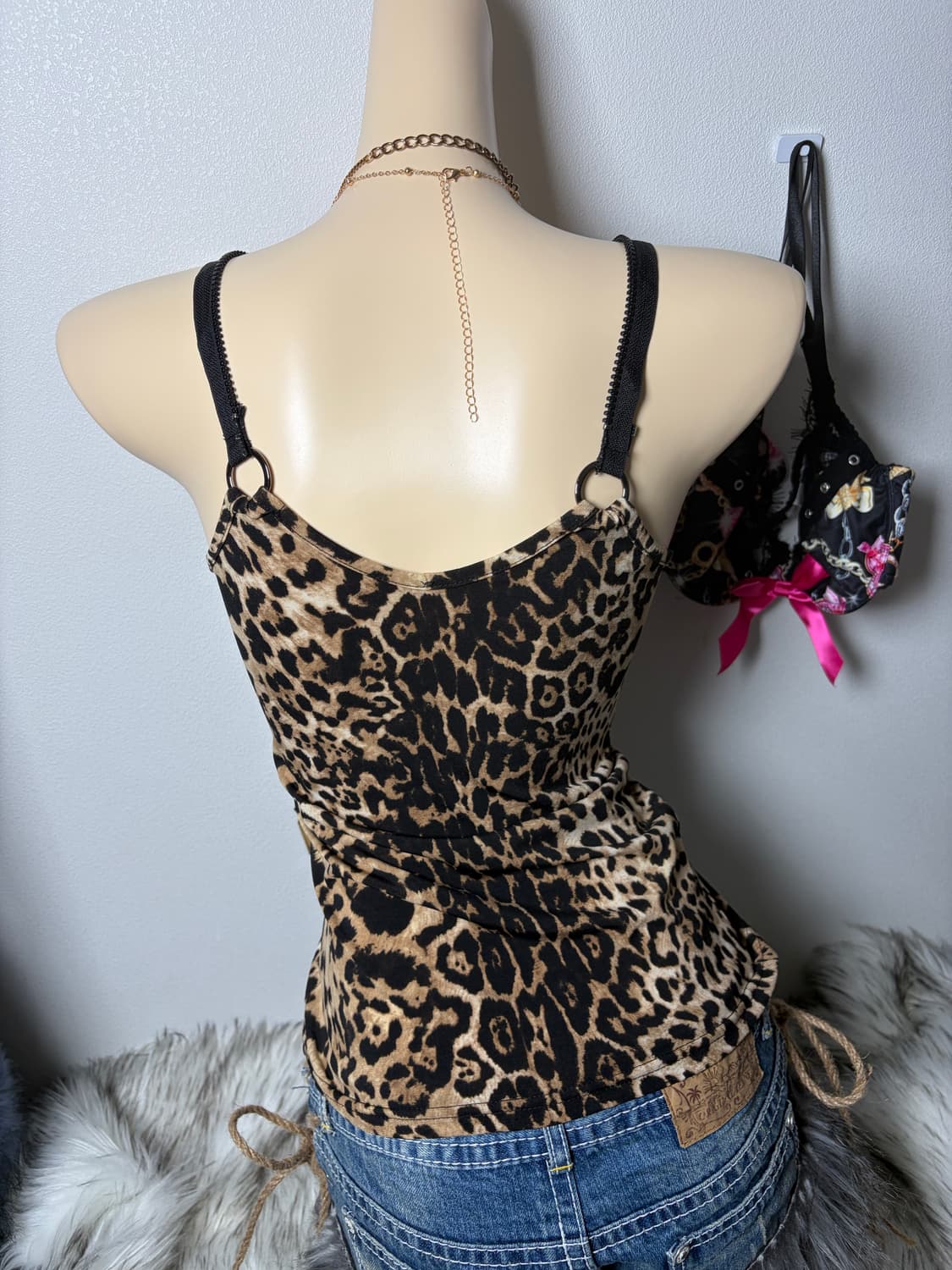 갸루 입술 가디건 호피 나시 세트 상품이미지5