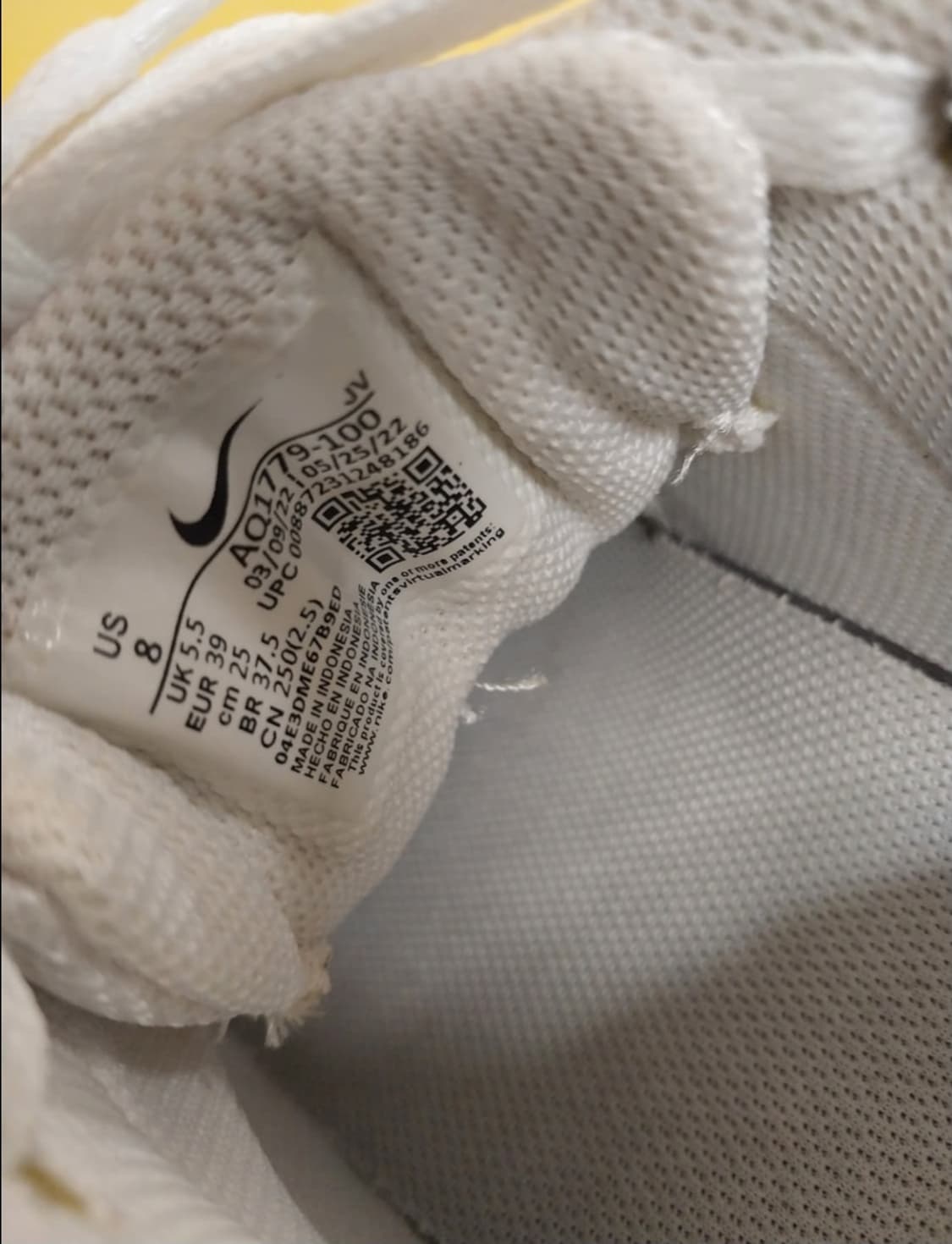 여성 나이키 에버논 로우 화이트 운동화 (250) 상품이미지9