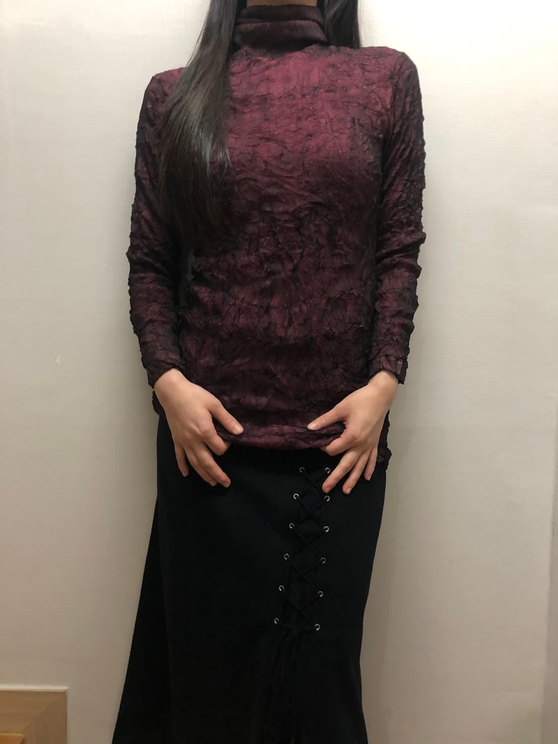 빈티지 버건디 텍스처 탑 상품이미지5