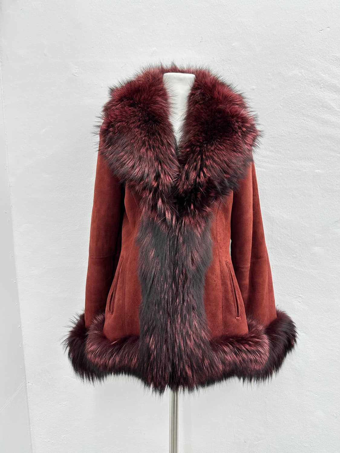 Lamb skin red fox fur jacket 상품이미지3