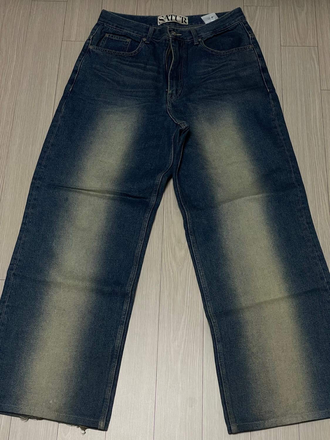 SATUR 브루클린 뉴트로 와이드 워시드 데님 팬츠 레트로 블루 상품이미지2