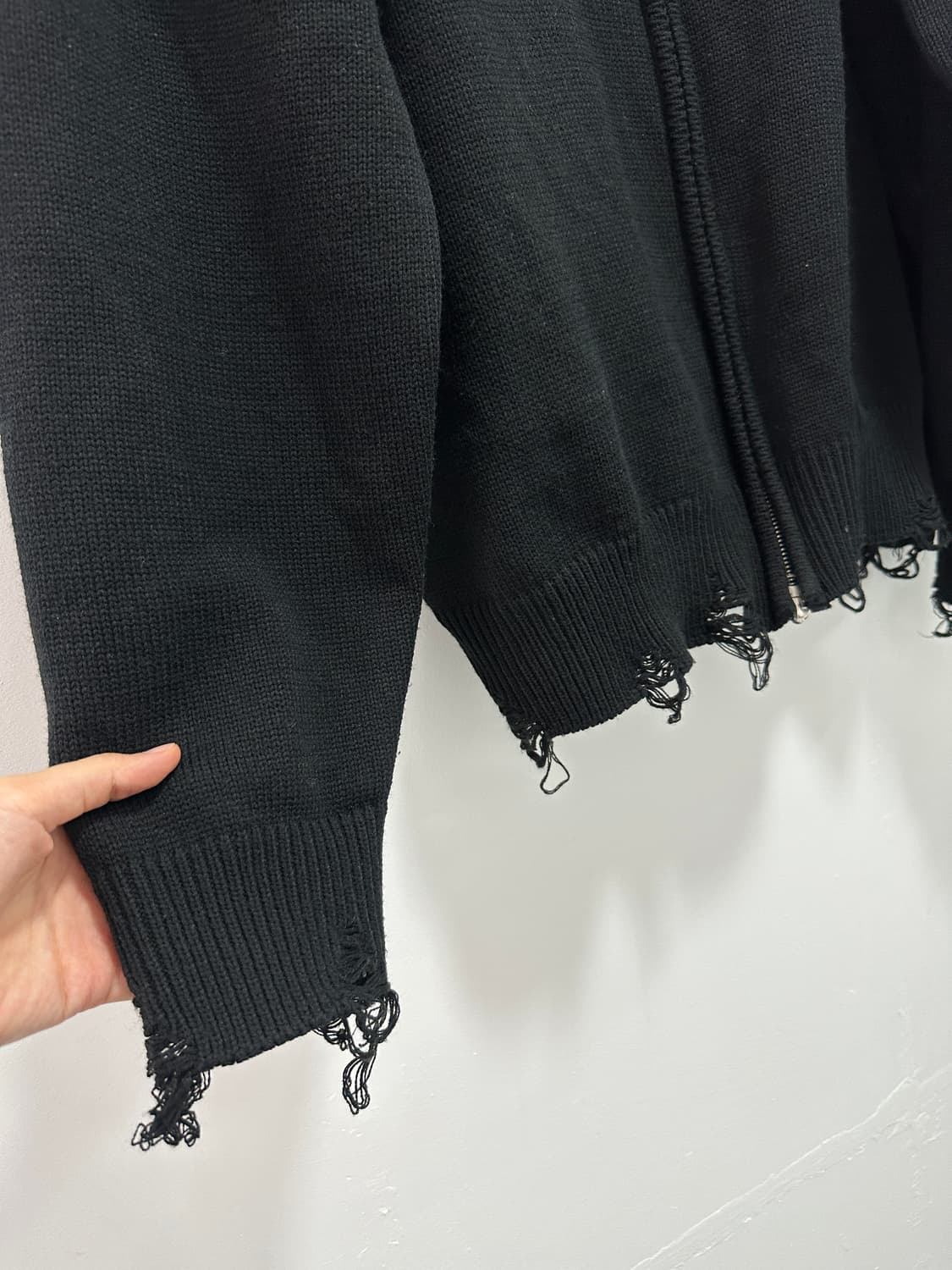 Distressed cut line 2 way full zip hoodi 상품이미지6
