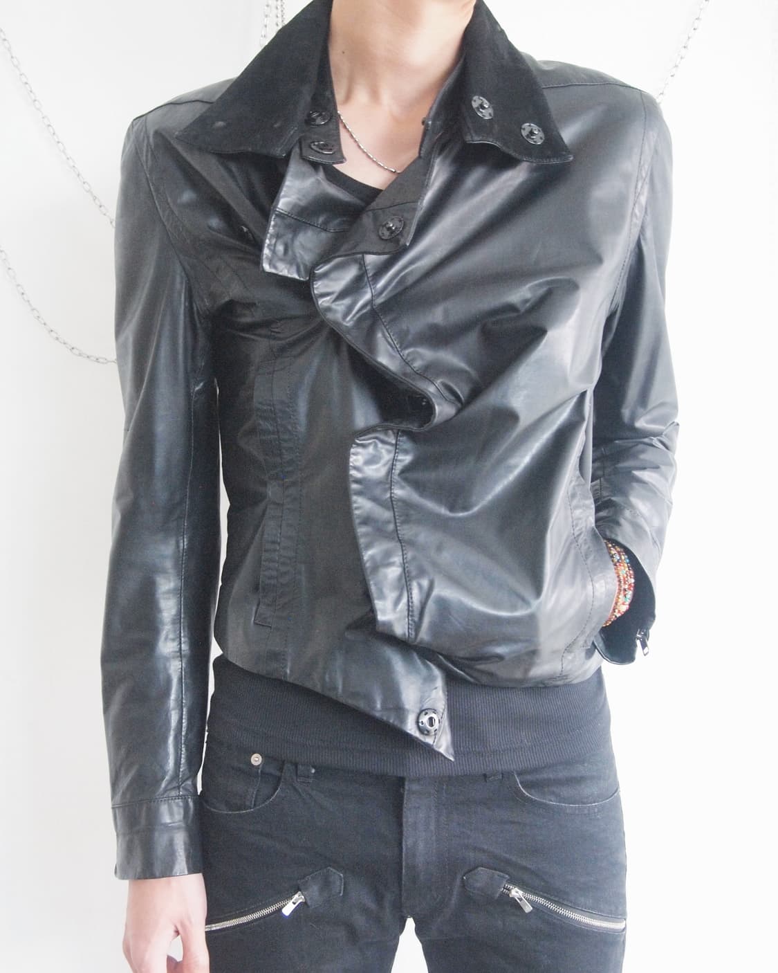 rare* 앤드뮐미스터 12AW asymmetric 드레이프 레더자켓 상품이미지1