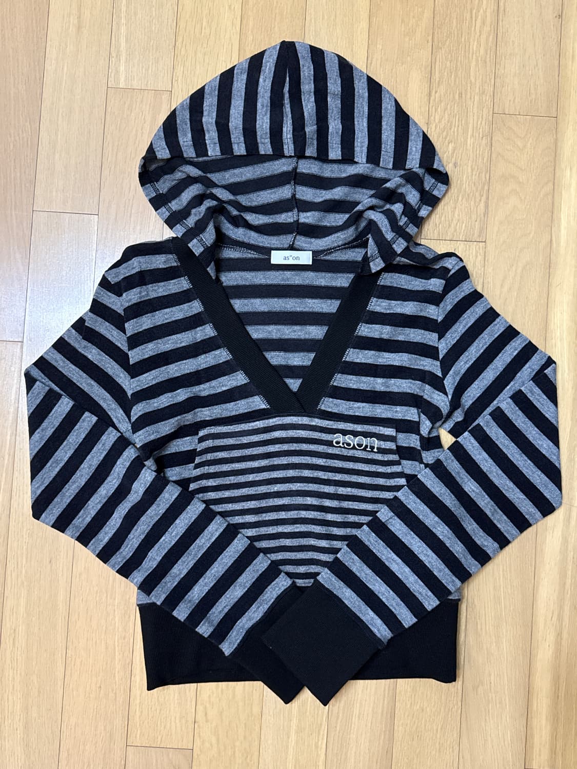 애즈온 릴리 스트라이프 후드 니트  상품이미지1