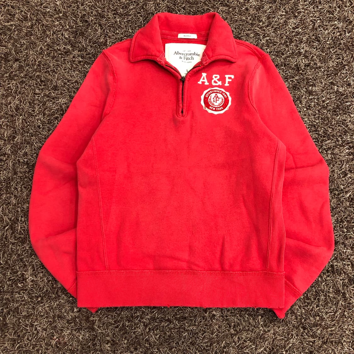 아베크롬비 핑크 반집업 카라 맨투맨 상품이미지1