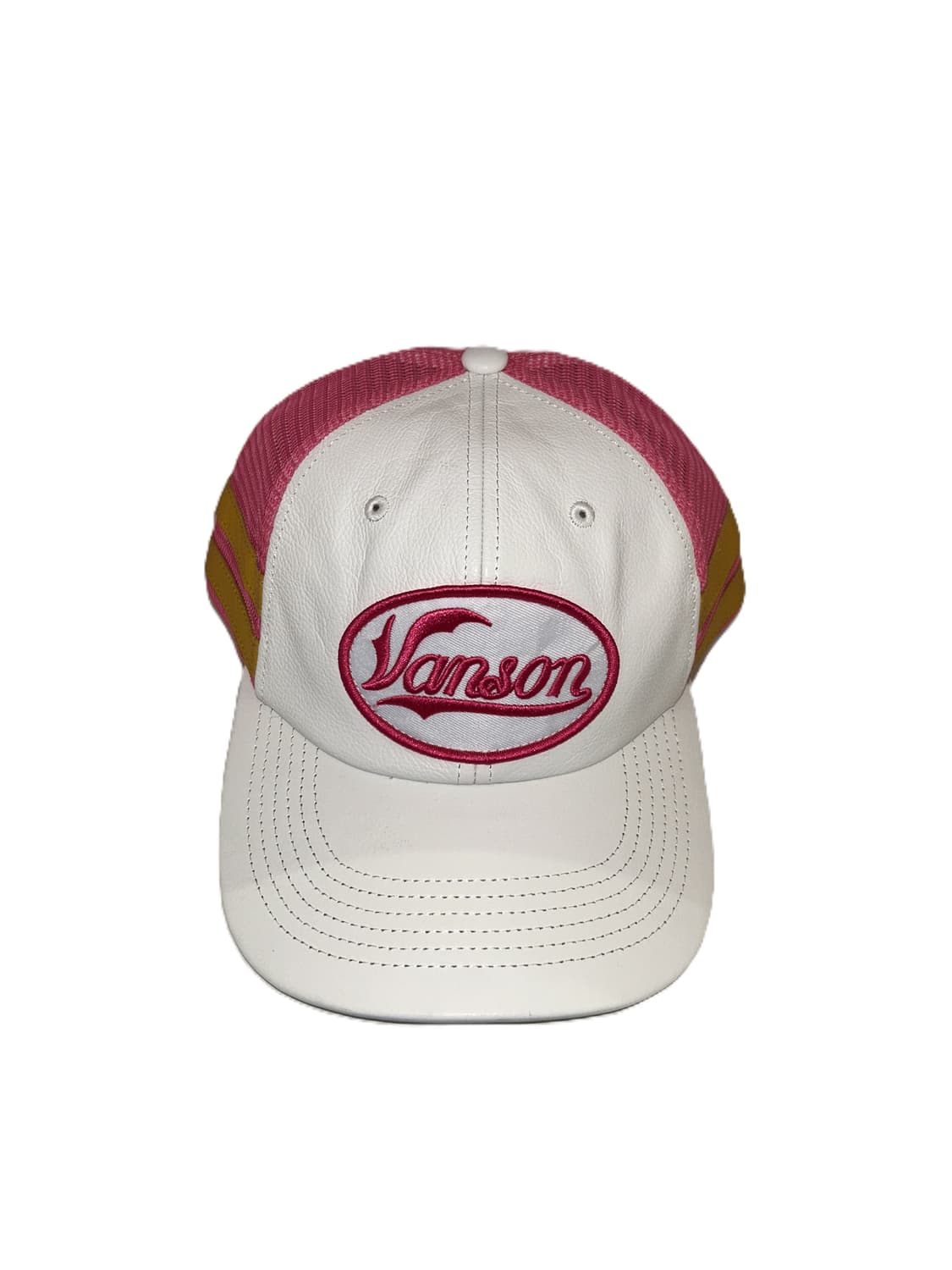 밴슨 레더 메쉬 캡 (화이트/핑크) 상품이미지1