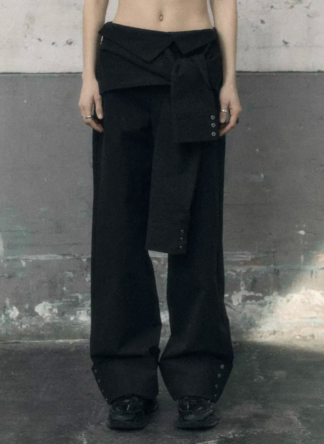 보헴서 팬츠 TURNUP WIDE SHIRT PANTS, BLACK ,L 상품이미지1