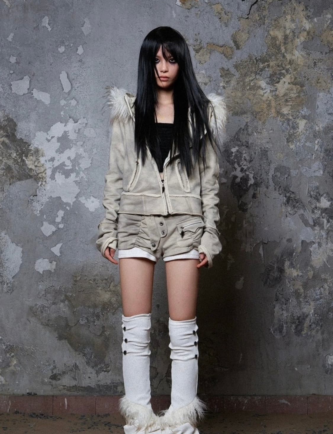 ARIADNAw 퍼 후드집업 shopcor 펑크 빈티지 상품이미지1