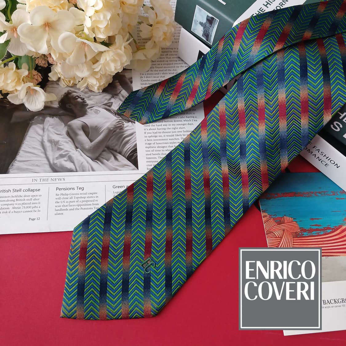 엔리코 코베리 넥타이 그린 패턴 A+등급 E894
 상품이미지2