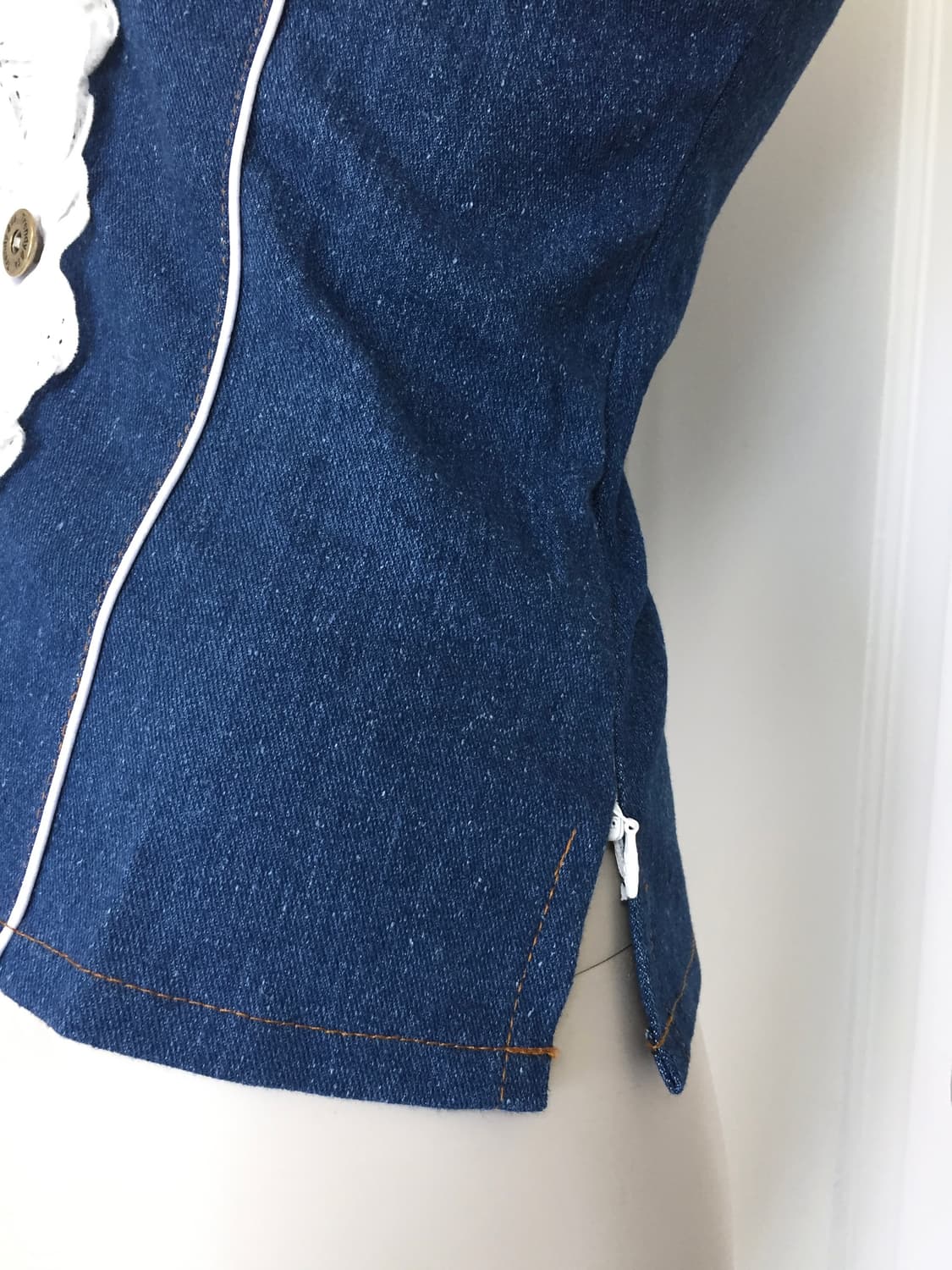 Denim Lace Trimmed bustier Top 상품이미지6