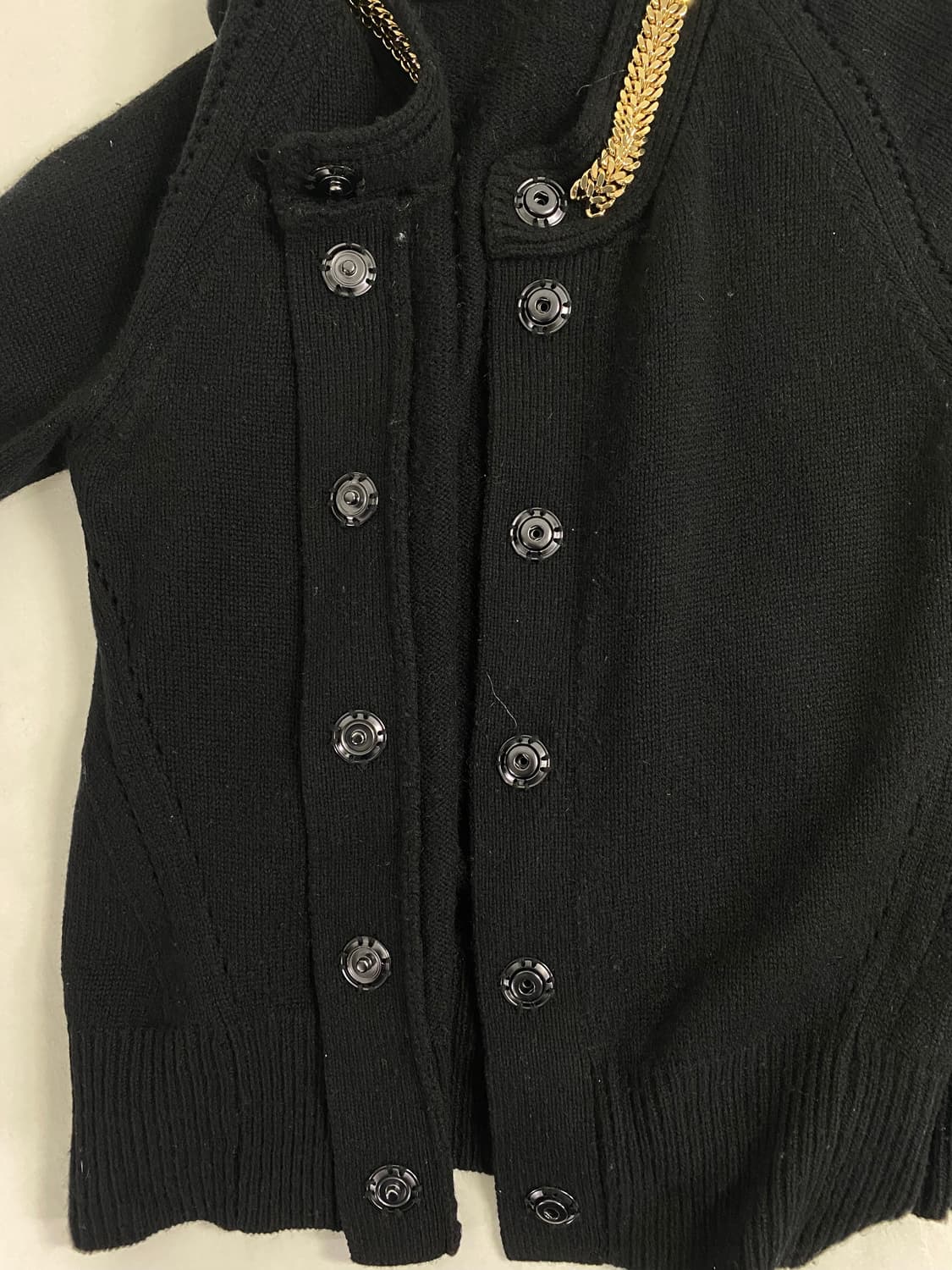 버버리 울 캐시미어 골드체인 가디건 XS <565> 상품이미지4