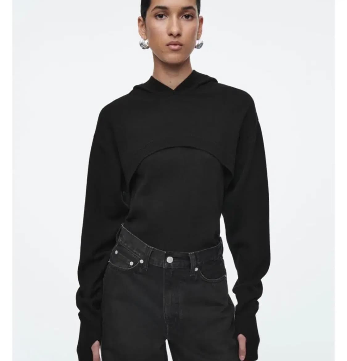 cos 크롭 울 후디 볼레로 상품이미지1