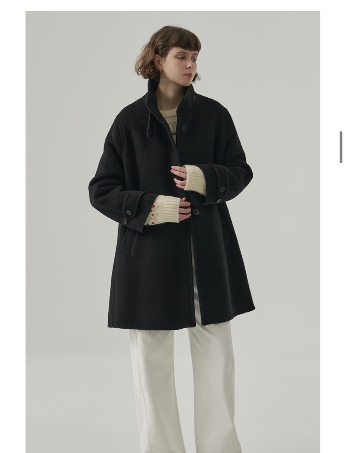 (S) 드로우핏 우먼 래빗 앙고라 울 핸드메이드 플레어 하프 코트 상품이미지3