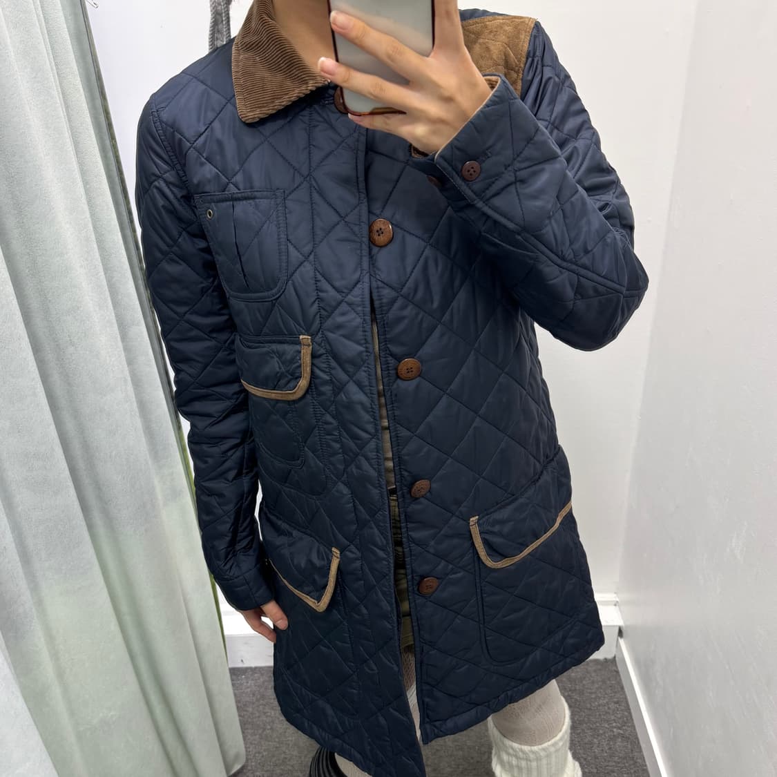 폴로 네이비 퀄팅 미디 자켓 상품이미지3