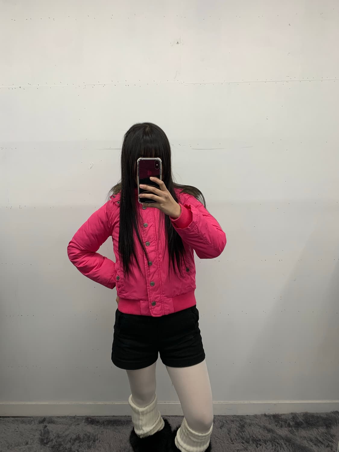 Gap y2k 핑크 퍼 푸퍼 다운 상품이미지3