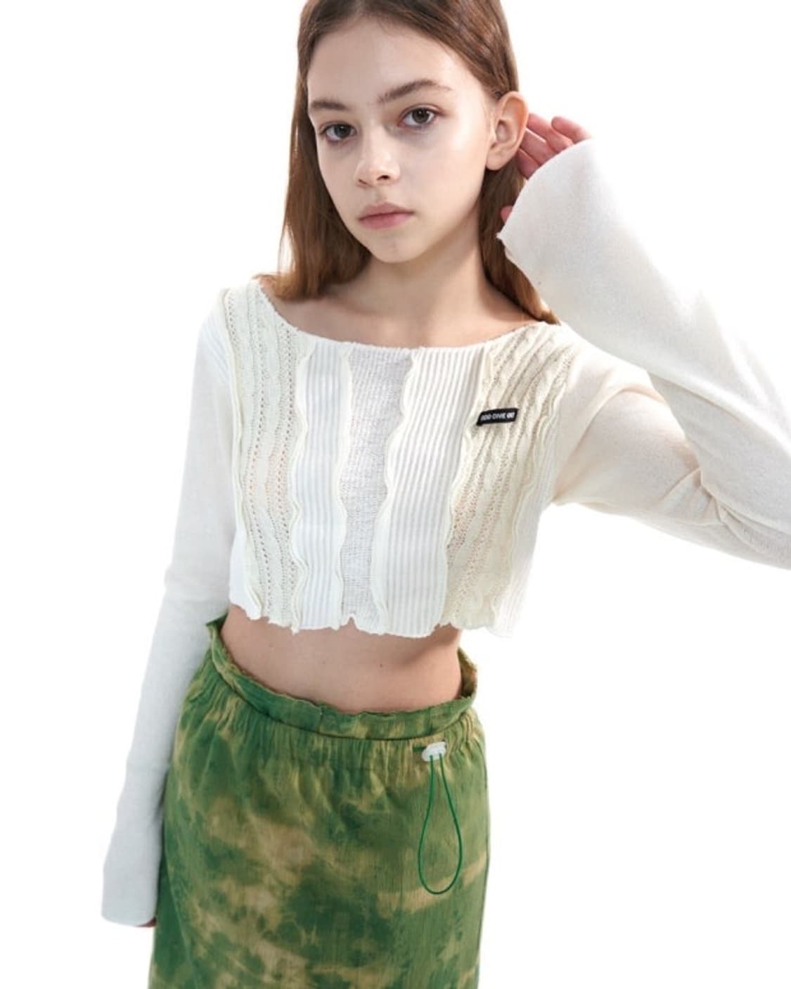 오드원아웃 패치워크 크롭 니트 상품이미지1